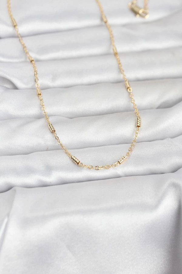 CM 14K Gold Renk Bar Zincir Model 60 cm Kadın Kolye