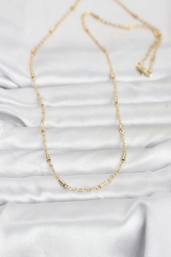 CM 14K Gold Renk Bar Zincir Model 60 cm Kadın Kolye