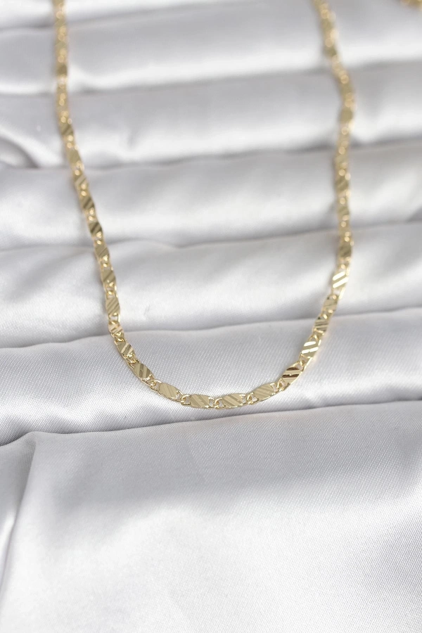 CM 14K Gold Renk Çizgi Lazer Model 60 cm Kadın Kolye