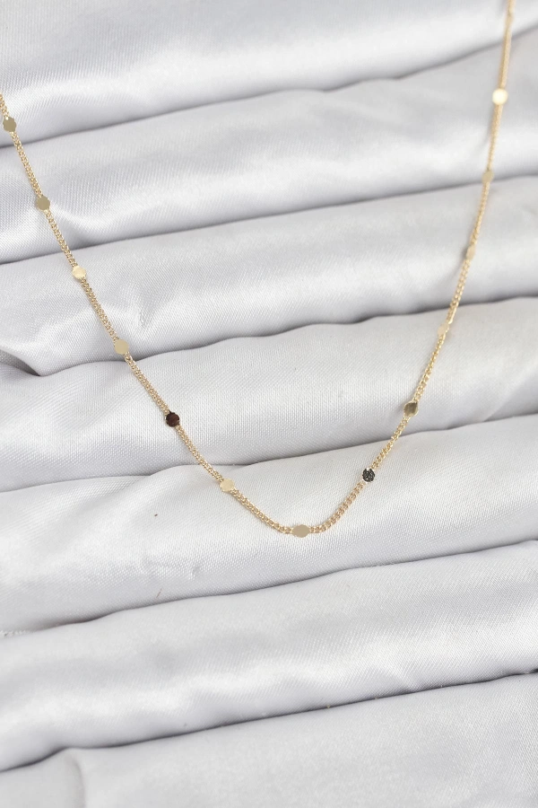 CM 14K Gold Renk Ezme Pul Model 60 cm Kadın Kolye