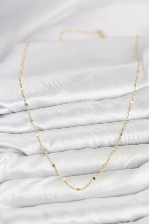 CM 14K Gold Renk Ezme Pul Model 60 cm Kadın Kolye