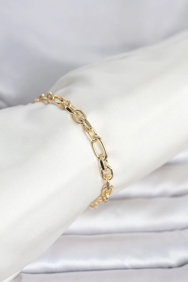 CM 14K Gold Renk Kalın Zincir Model Kadın Bileklik