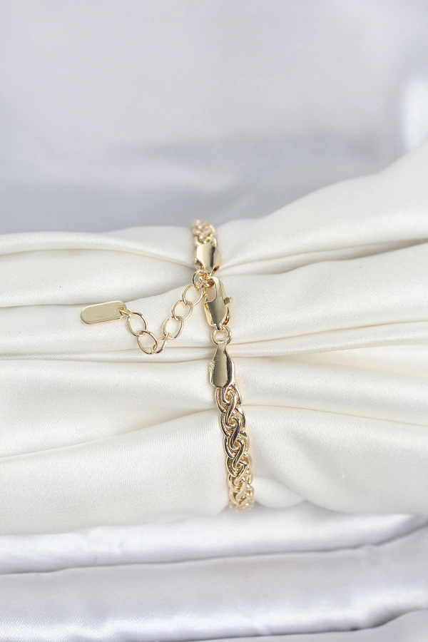 CM 14K Gold Renk Sarmal Zincir Model Kadın Bileklik