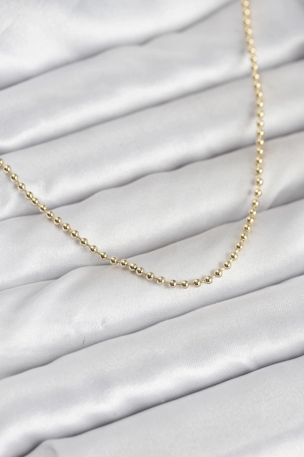 CM 14K Gold Renk Top Zincirli Model 60 cm Kadın Kolye