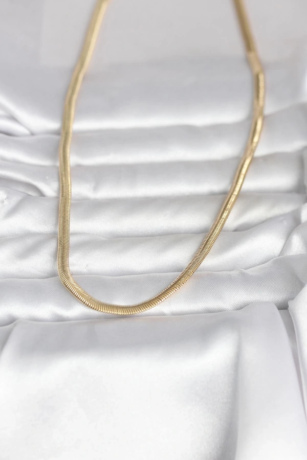 CM 14K Gold Renk Yassı Yılan Zincir Model 45 cm Kadın Kolye