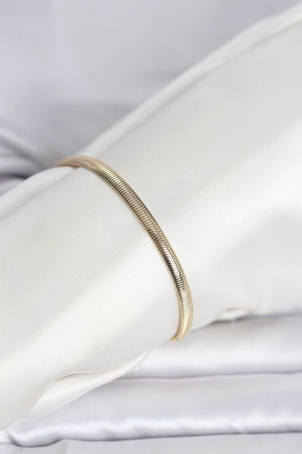 CM 14K Gold Renk Yassı Yılan Zincir Model Kadın Bileklik