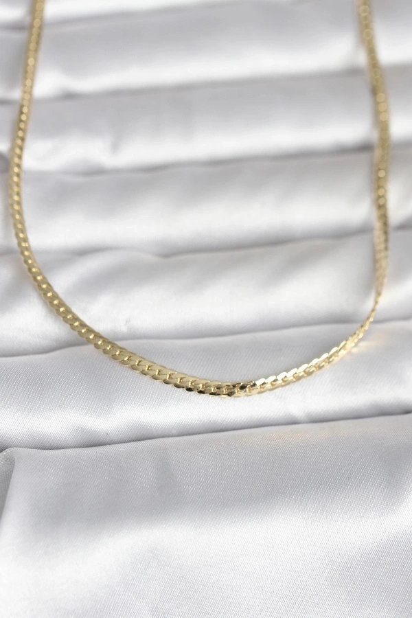 CM 14K Gold Renk Yassı Zincir Model 45 cm Kadın Kolye