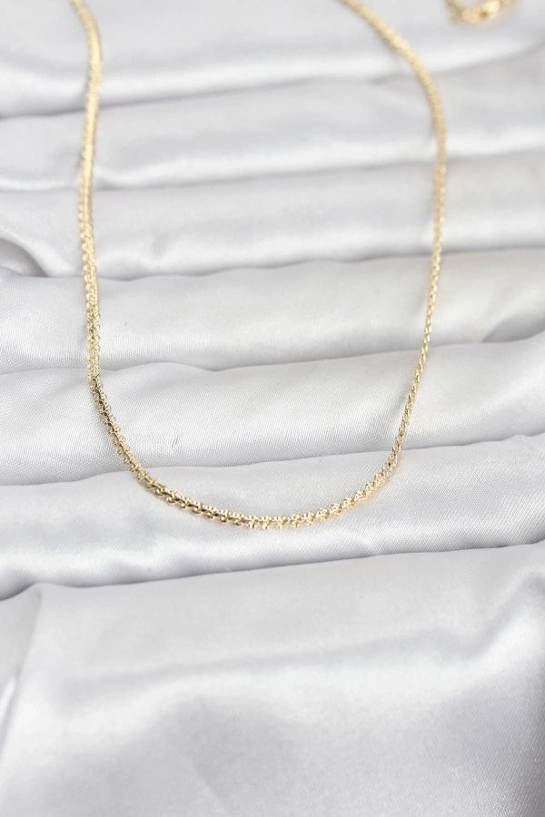 CM 14K Gold Renk Yassı Zincir Model 60 cm Kadın Kolye