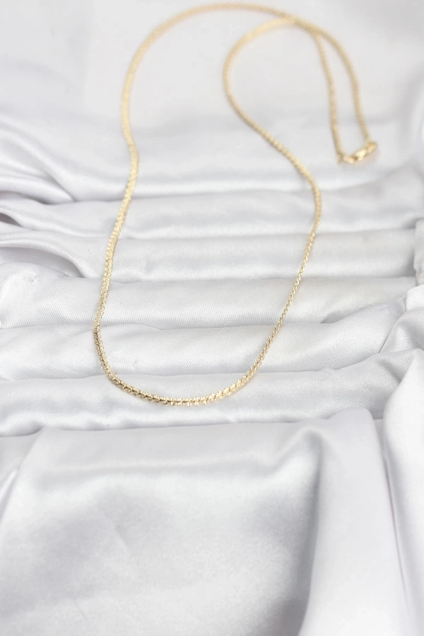 CM 14K Gold Renk Yassı Zincir Model 60 cm Kadın Kolye