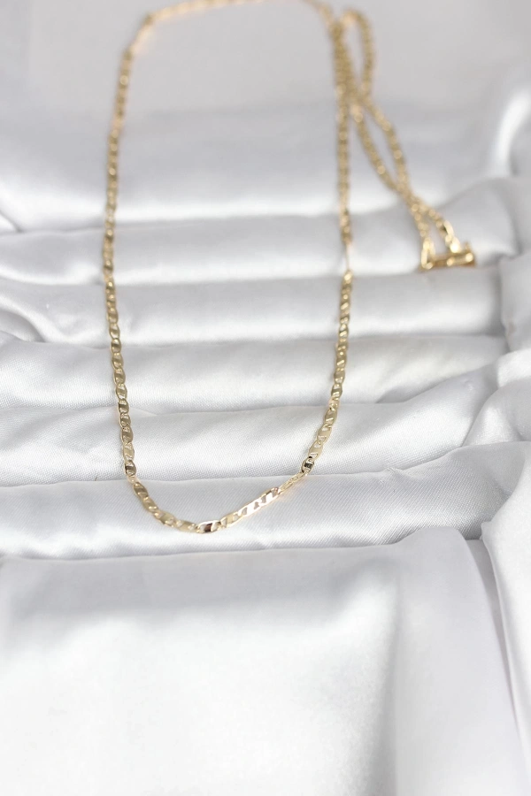 CM 14K Gold Renk Yassı Zincir Model 60 cm Kadın Kolye