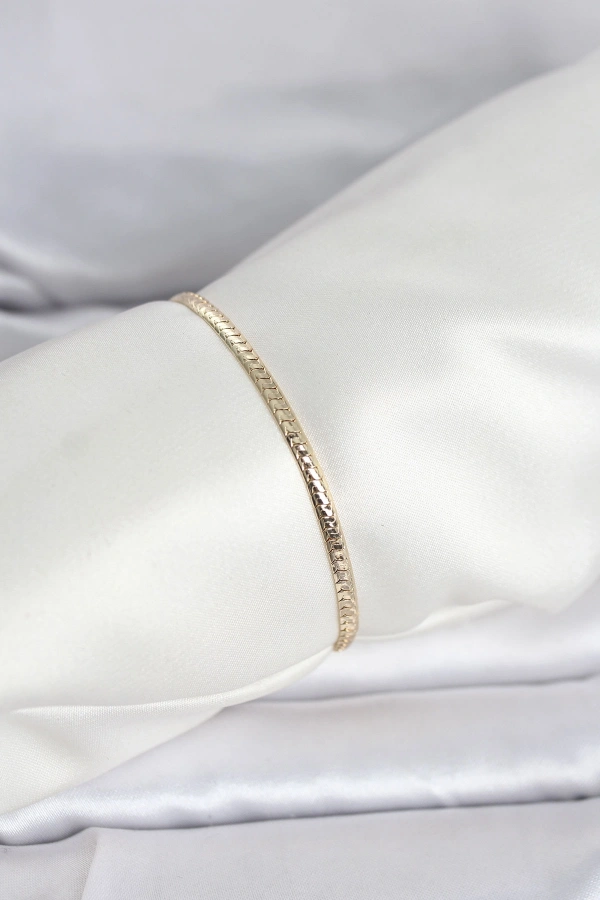 CM 14K Gold Renk Yassı Zincir Model Kadın Bileklik