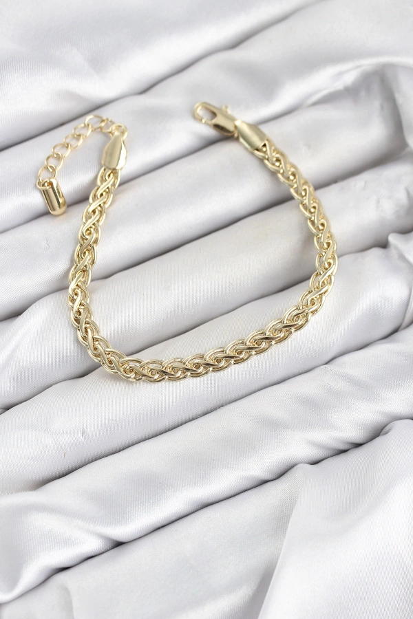 CM Singapur Zincir Model Gold Renk Pirinç Kadın Bileklik