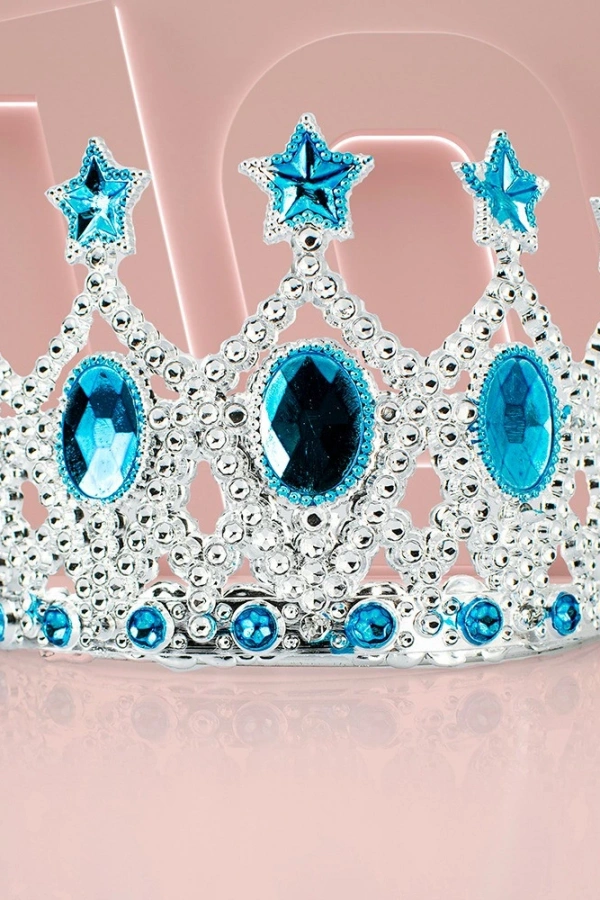 Çocuk Kraliçe Tacı Mavi Yıldız İşlemeli