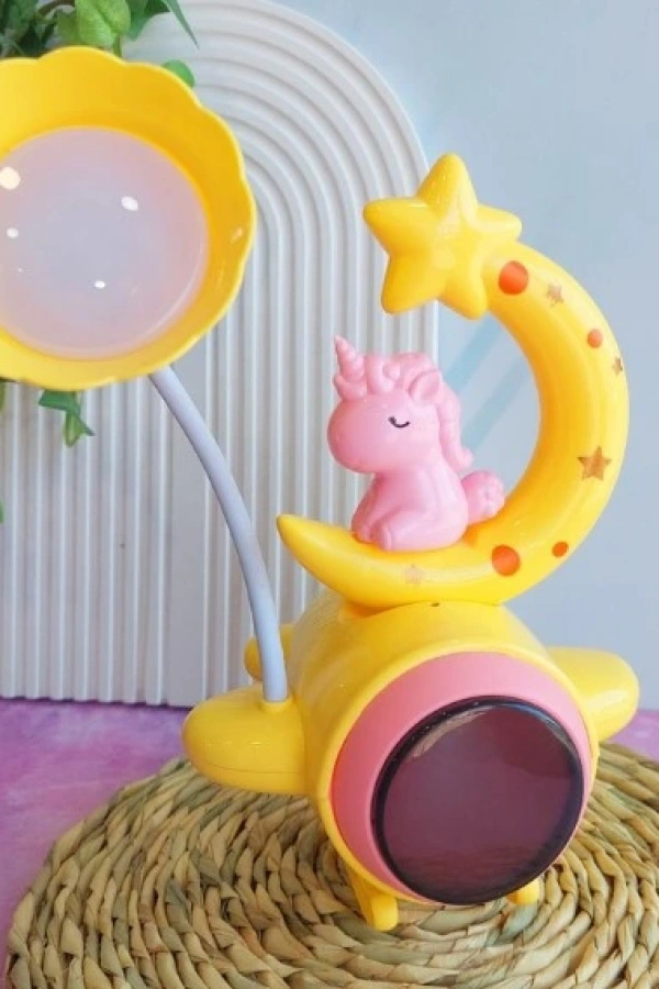 Çocuk Odası Ay ve Unicorn Desenli Gece Lambası
