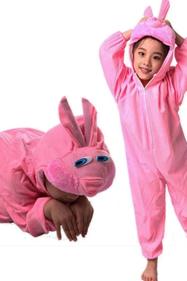 Çocuk Tavşan Kostümü Pembe Renk 2-3 Yaş 80 cm