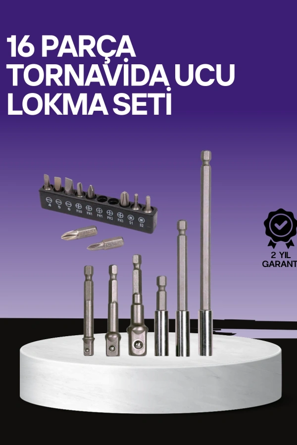 Çok Amaçlı 16lı Bits Uç Seti Dayanıklı Tornavida Adaptör