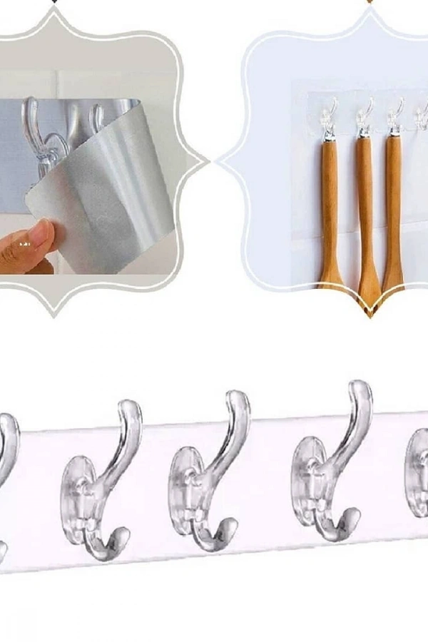 Çok Amaçlı Kendinden Yapışkanlı 5li Şeffaf Askı