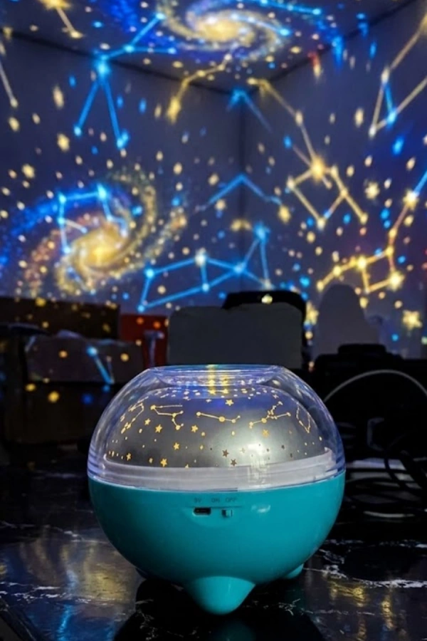 Çok Renkli LED Yıldız Projektör Gece Lambası Bluetooth Müzik Çalar ve Kumandalı Kontrol