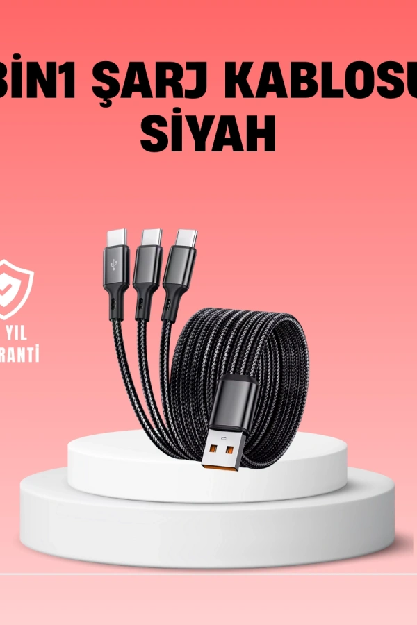Çoklu USB Şarj Kablosu – 1,2m Hızlı Şarj, 3A Güçlü Akım