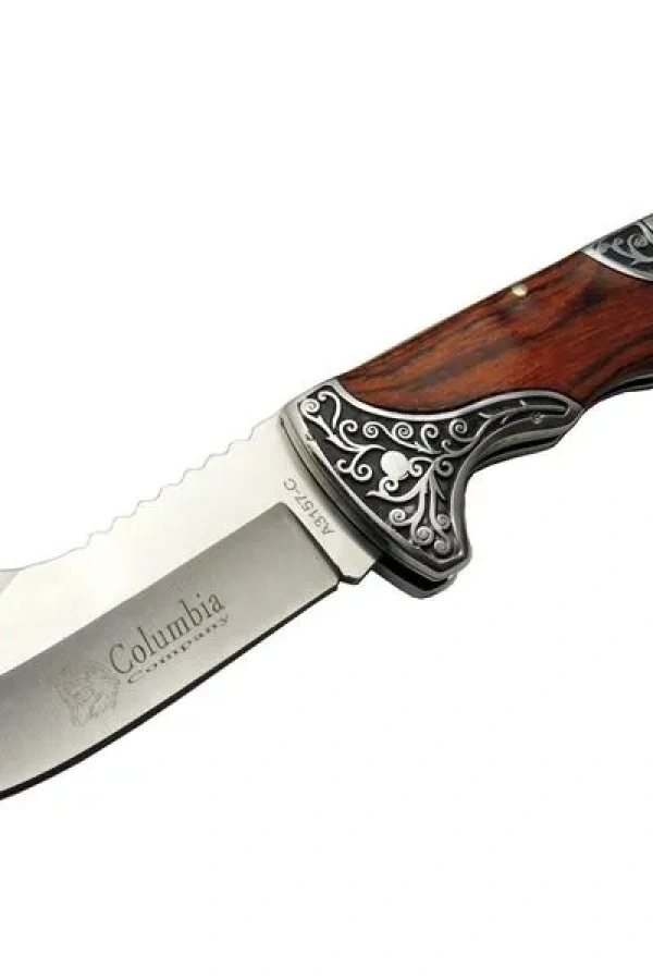 Columbia A3157A Av / Kamp Çakı 23 cm - Gül Ağacı İşlemeli Saplı