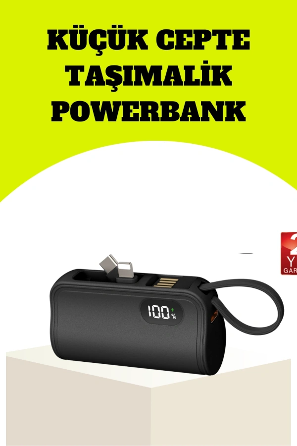Dahili Type-C Konektörlü Mini 2000mAh Powerbank