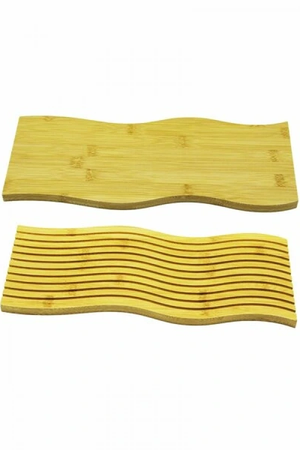 Dalgalı Çift Taraf Tasarımlı Ahşap Sunum Tepsisi