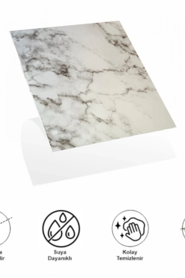 Decohandy 30x30 Cm Pvc Duvar Karosu 4Lü Paket - Gri Beyaz Mermer