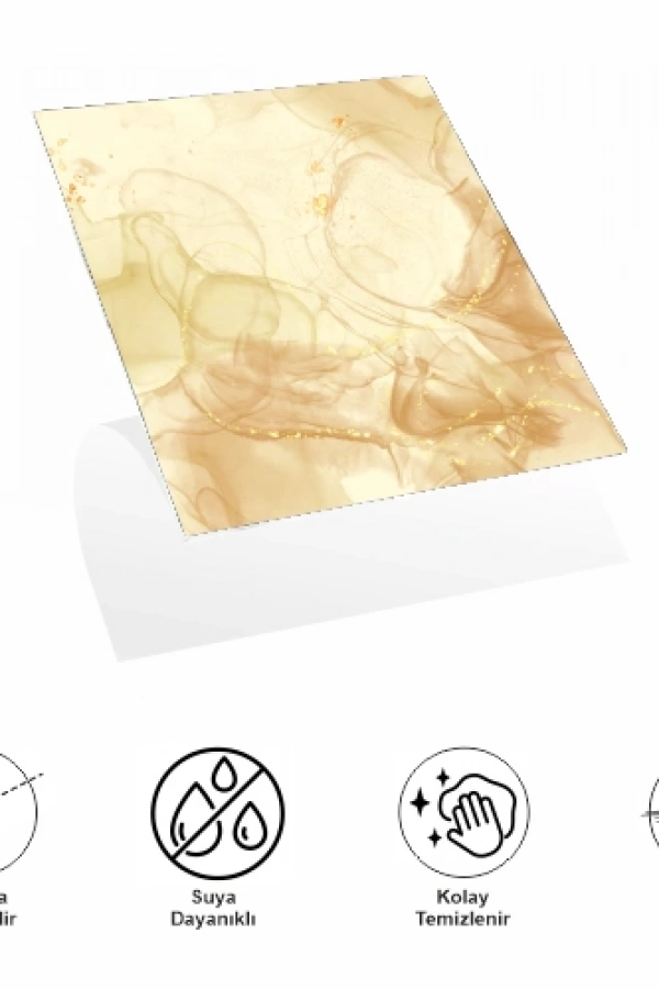 Decohandy 30x30 Cm Pvc Duvar Karosu 4Lü Paket - Sarı Mermer