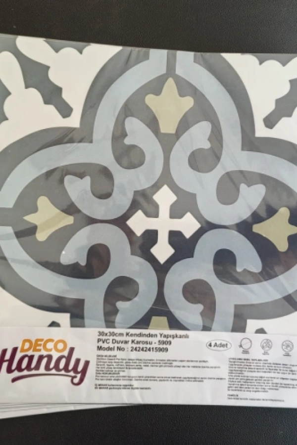 DecoHandy  Pvc Duvar Karosu 30x30cm 4lü Paket - Çini Desen  0,36m2