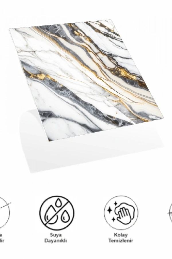 DecoHandy Pvc Yapışkanlı Yer Karosu 30x30cm 4Lü Paket - Beyaz İnci 0,36m2