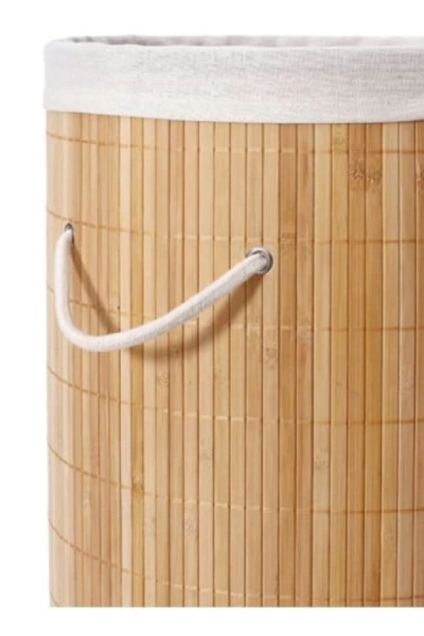 DecoHandy Yuvarlak Bambu Kirli Sepeti