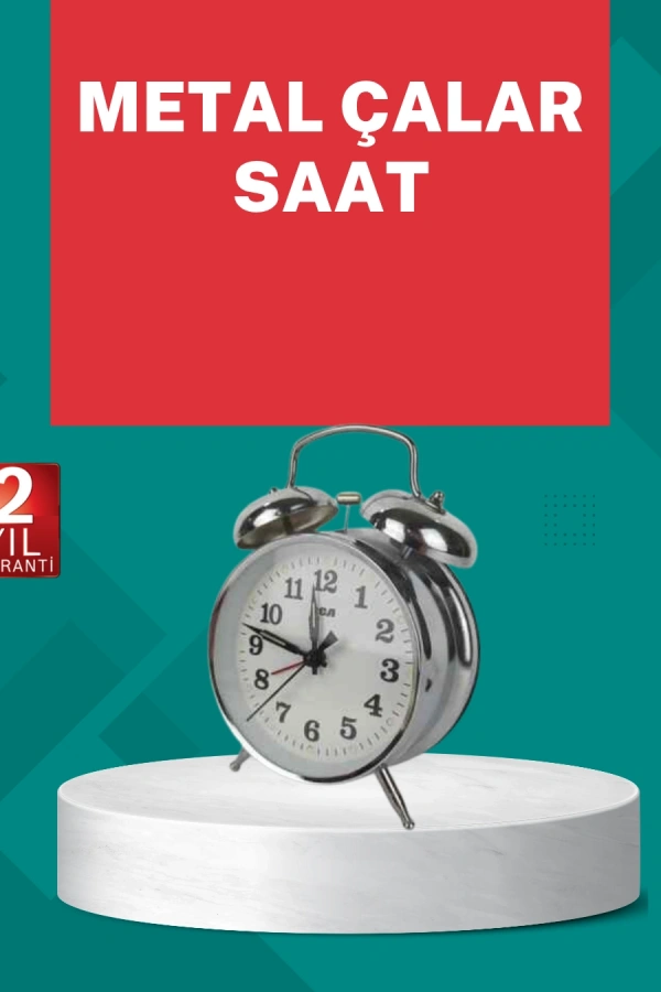 Dekoratif Gümüş Işıklı Alarmlı Masa Saati Sessiz Mekanizma