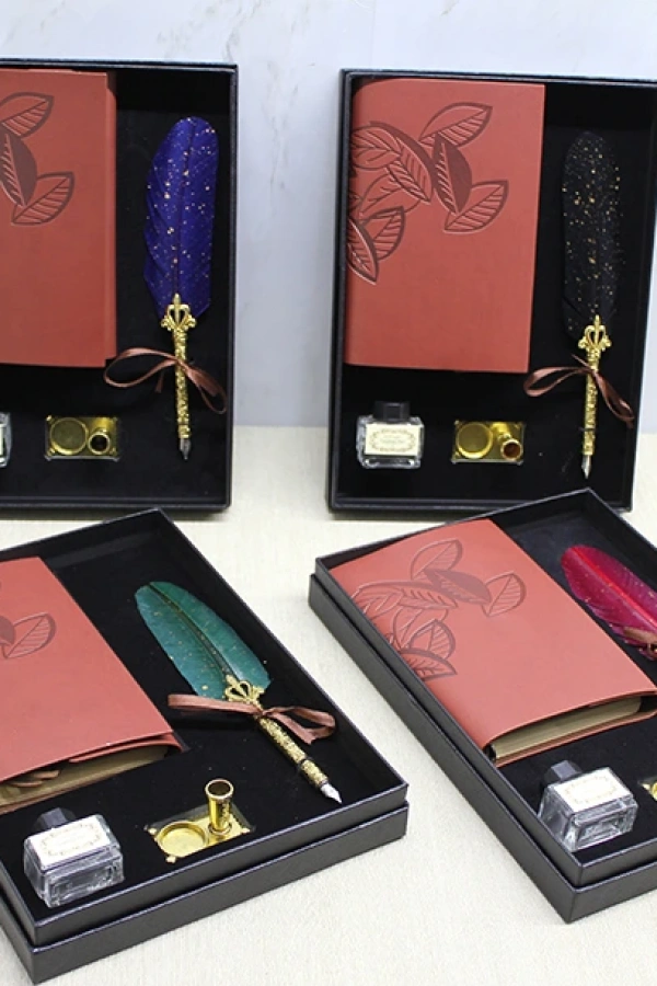 Deri Defterli Divit Hokka Seti Model 2