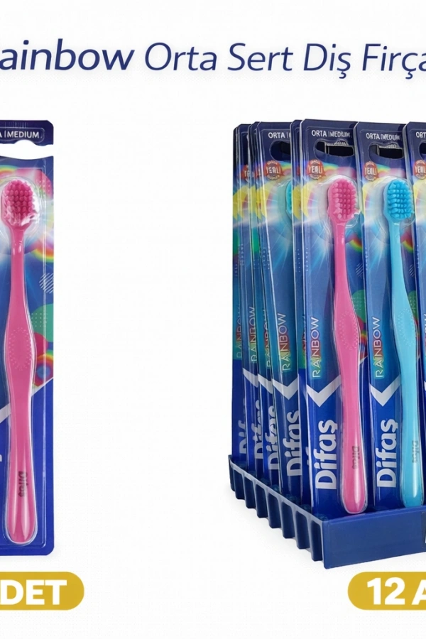 Difas Rainbow Orta Sert Diş Fırçası Medium 1ADET