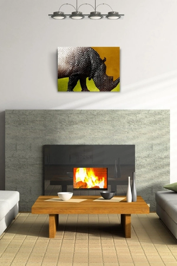 Dijital Efektli Hipopotam Dekoratif Kanvas Tablo 50 x 70