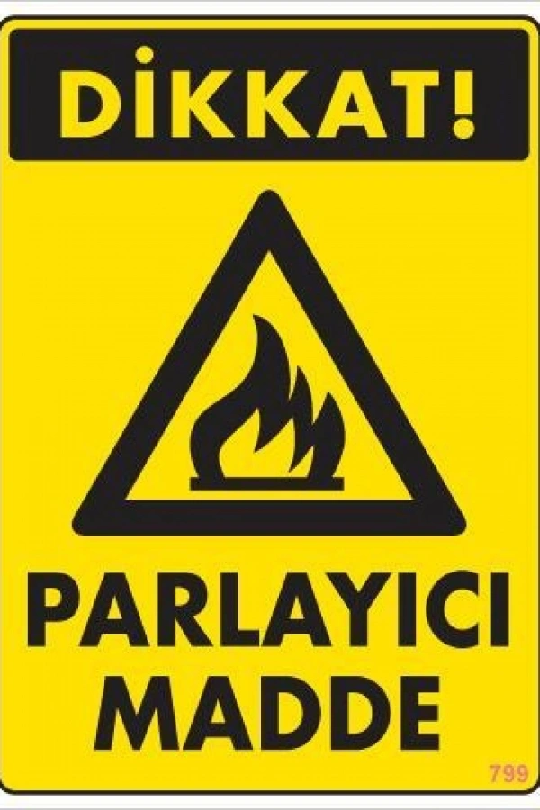 Dikkat Parlayıcı Madde Uyarı Levhası 25x35 KOD:799