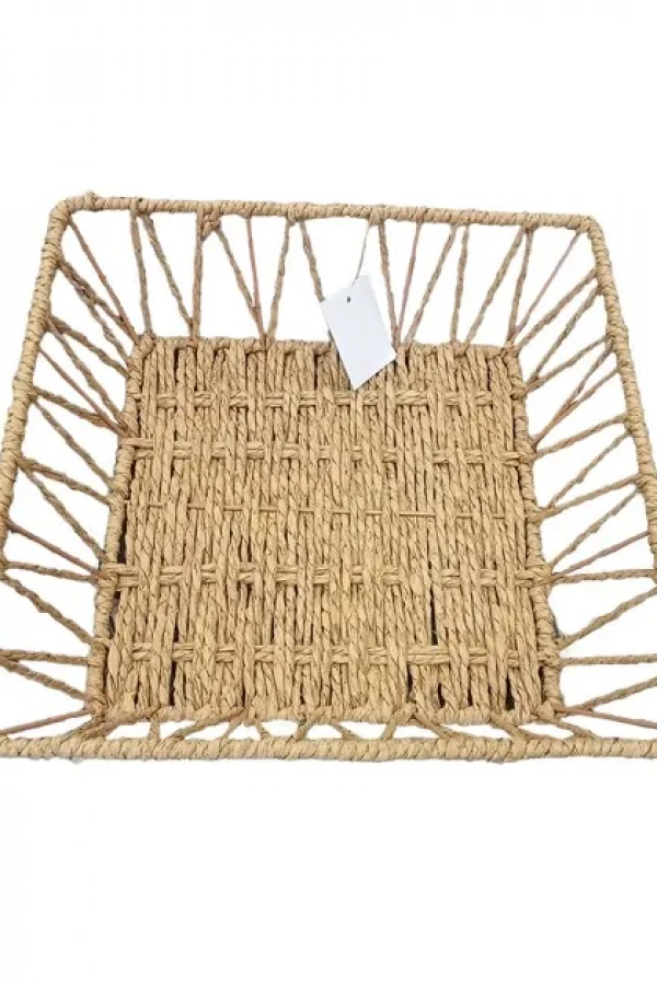 Doğal Örgü Kare Sepet
