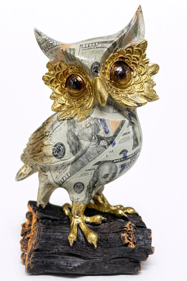 Dolar Baskılı Özel Tasarım Polyester Baykuş - 17x10 cm