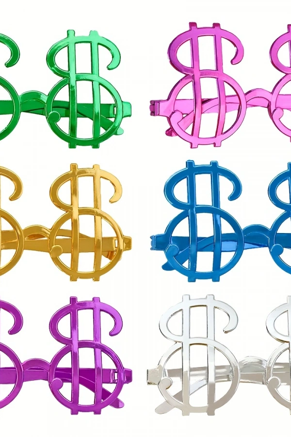 Dolar Şekilli Metalize Parti Gözlüğü 6 Adet
