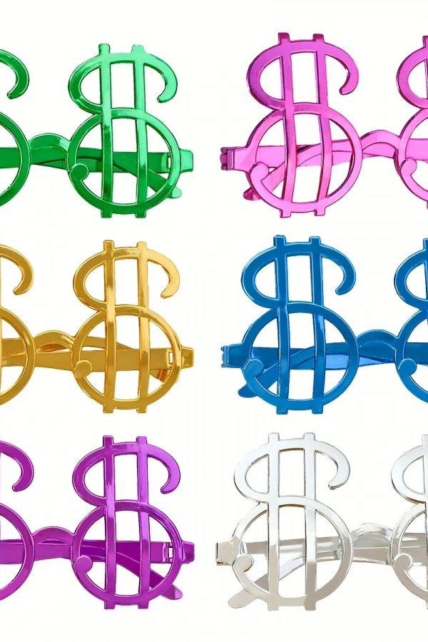 Dolar Şekilli Metalize Parti Gözlüğü 6 Adet