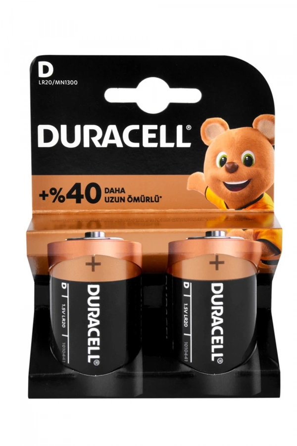 Duracell Alkalin Büyük Boy D Pil 2li