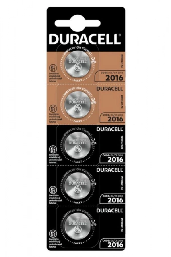 Duracell CR2016 3V Lityum Pil 5li Paket