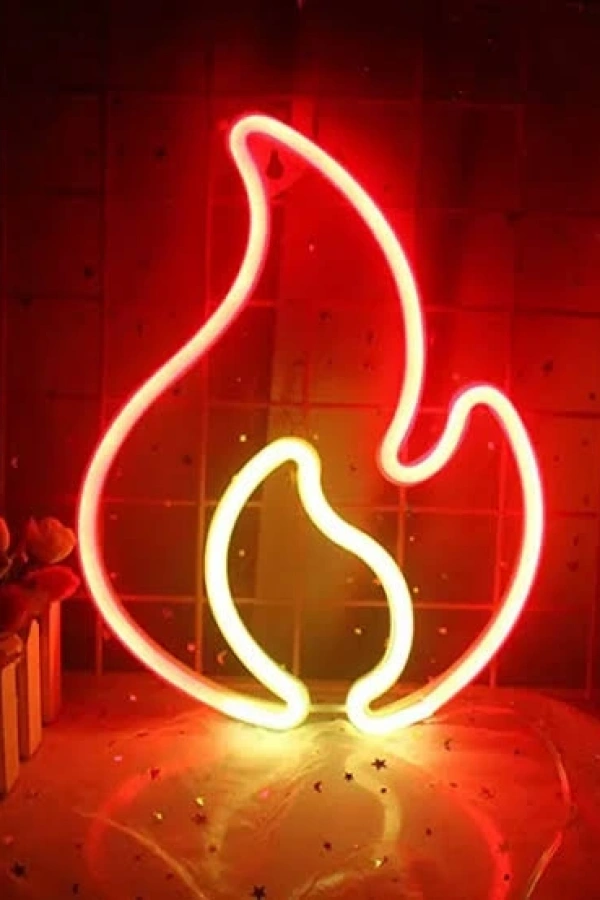 Duvara Asmalı Neon Alev LED