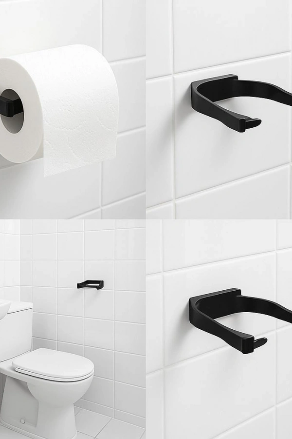 Duvara Monte Siyah Peçetelik Minimal Banyo Aksesuarı