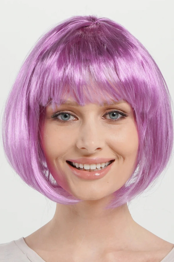 Düz Kesim Küt Parti Peruğu Rose Pembe