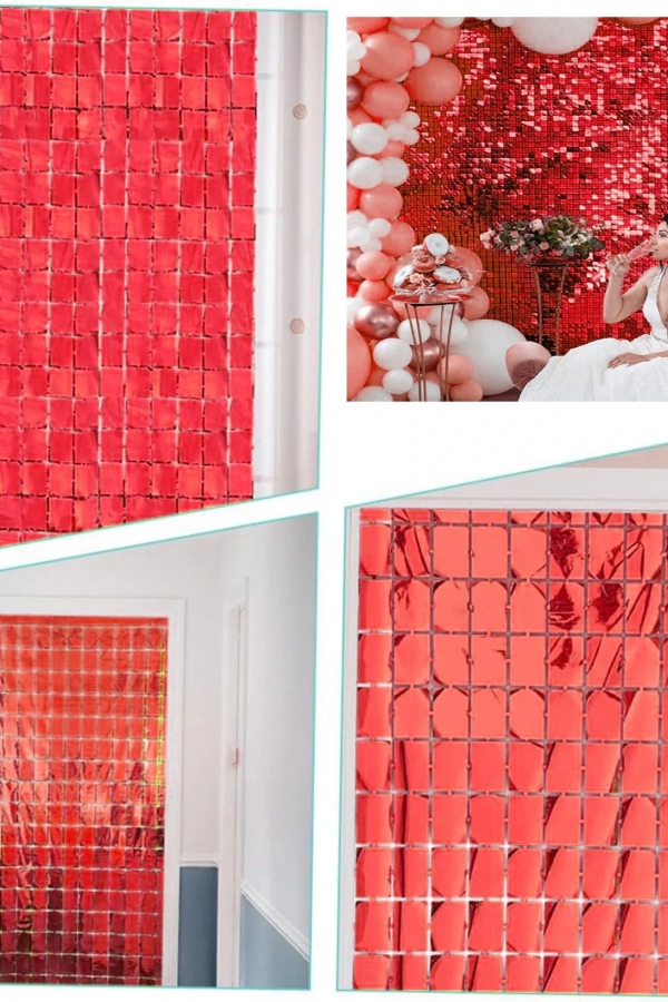 Ekstra Metalize Kırmızı Disko Kapı Perdesi