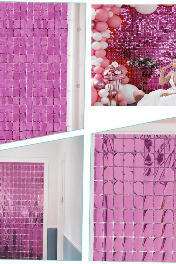 Ekstra Metalize Rose Gold Disko Kapı Perdesi