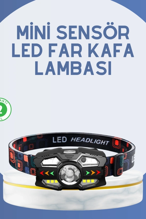 El Sensörlü LED Far Suya Dayanıklı Şarjlı Kafa Lambası