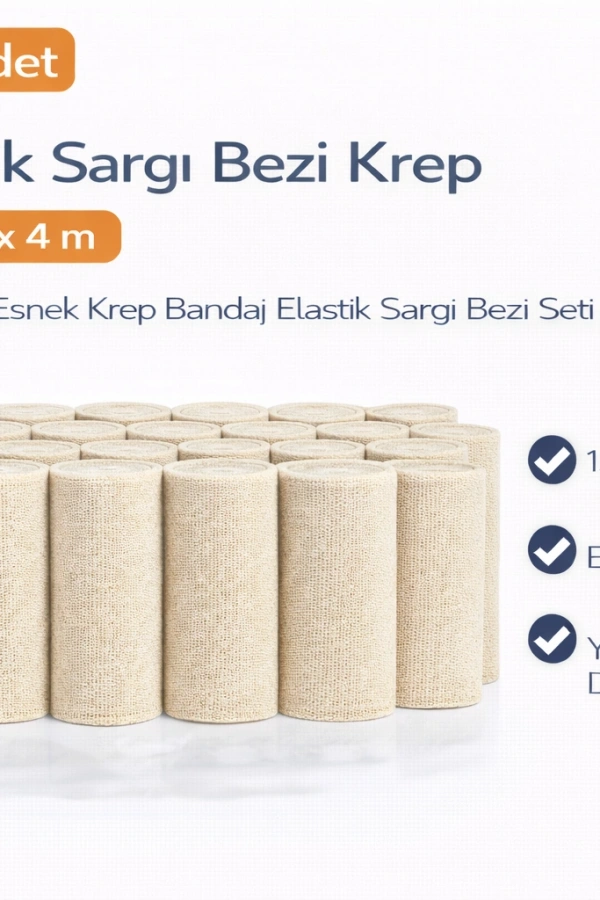 Elastik Sargı Bezi Krep 15 cm x 4 m 50 Adet Esnek Krep Bandaj Elastik Sargı Bezi Seti