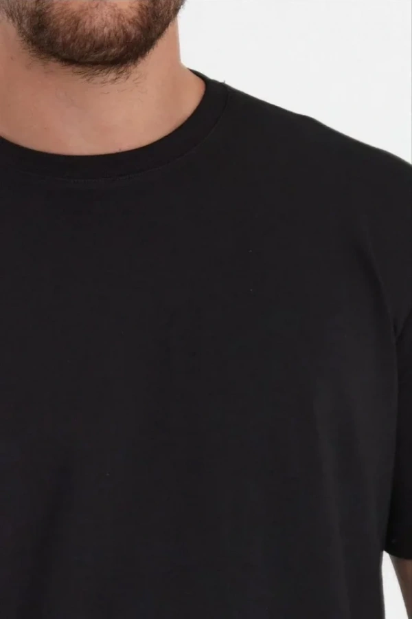 Erkek 24/1 Düz A Kalite Oversize T-shirt - Siyah